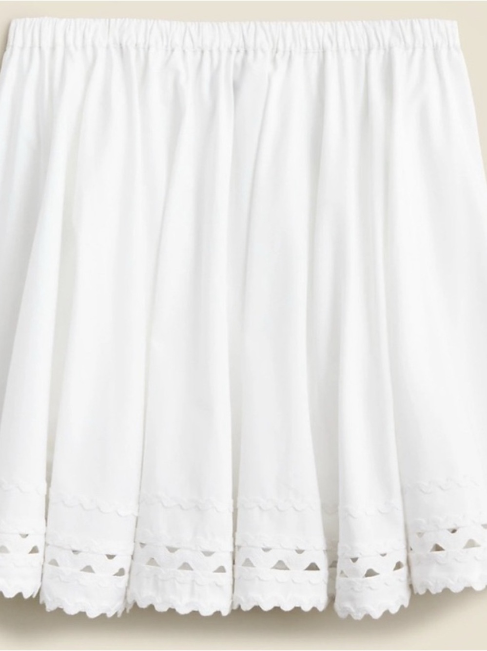 J. Crew White Cotton Mini Skirt with Scalloped Eyelet Hem